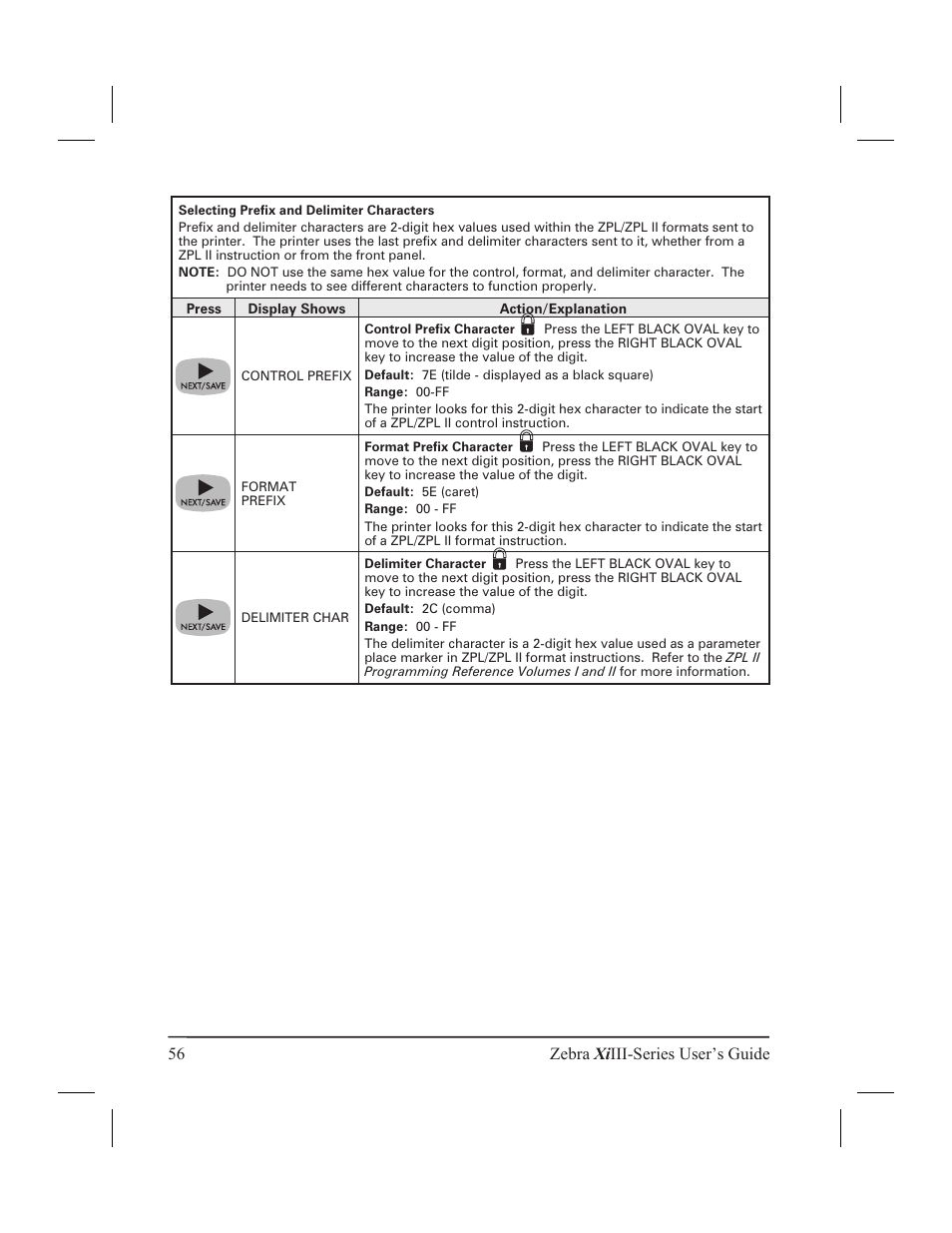 56 zebra xi iii-series user’s guide | Zebra Technologies XiIII User Manual | Page 62 / 108