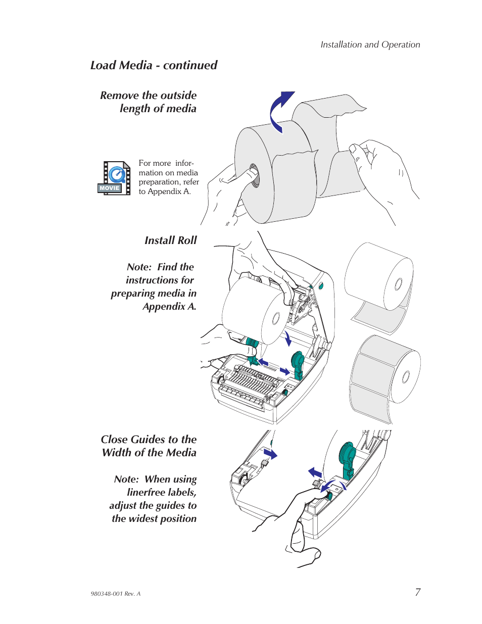 Load media - continued | Zebra Technologies 2844 User Manual | Page 13 / 38