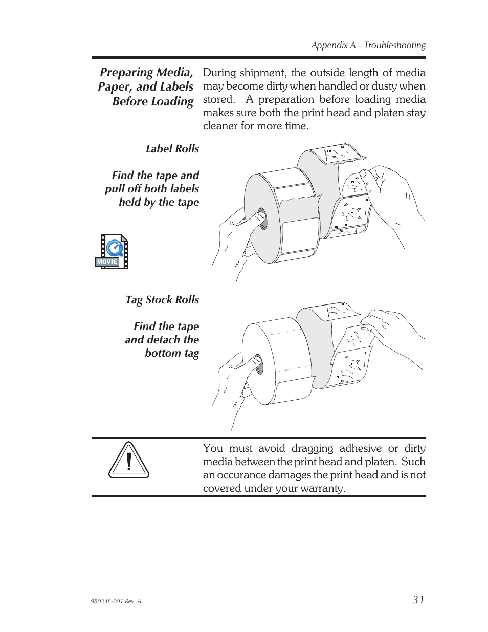 Preparing media before loading | Zebra Technologies 2844 User Manual | Page 37 / 38