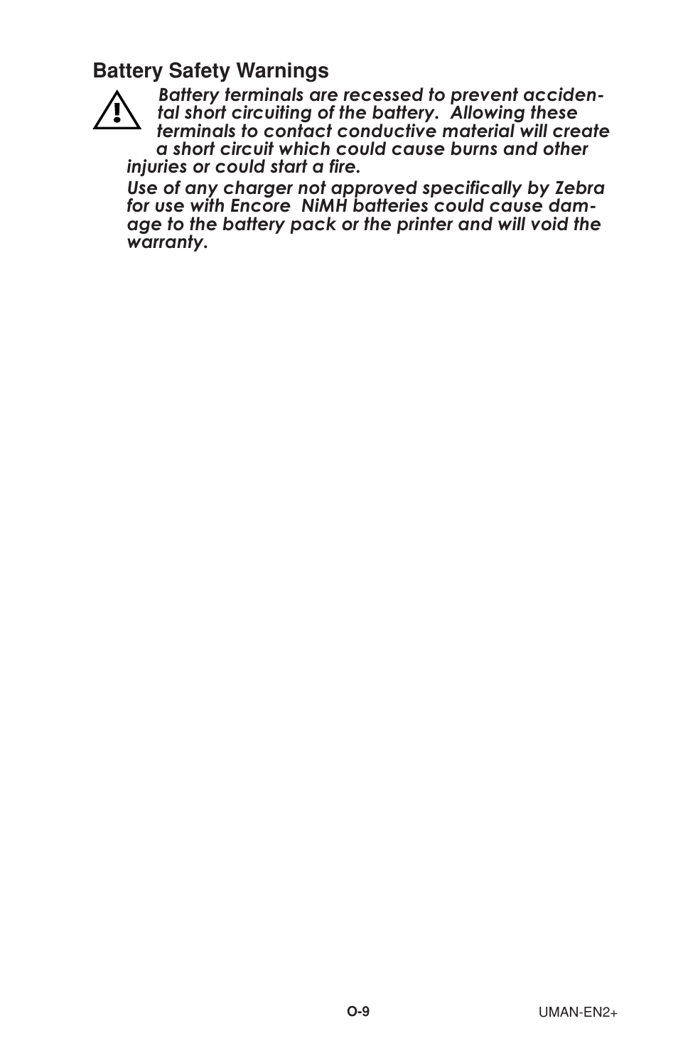 Battery safety warnings | Zebra Technologies 2 User Manual | Page 15 / 40