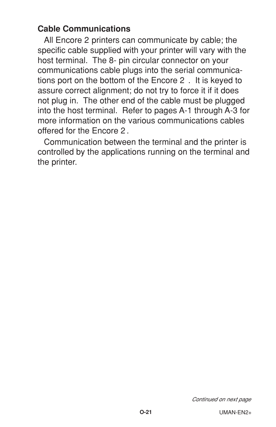 Cable communications, Cable communications all encore 2 | Zebra Technologies 2 User Manual | Page 27 / 40