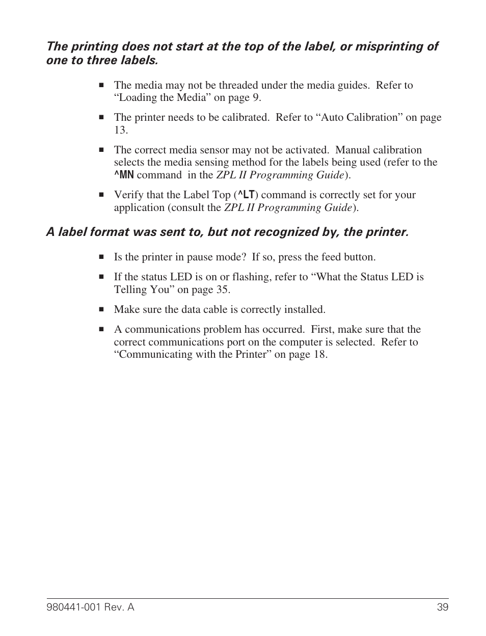 Make sure the data cable is correctly installed | Zebra Technologies TLP 3844-Z User Manual | Page 47 / 68