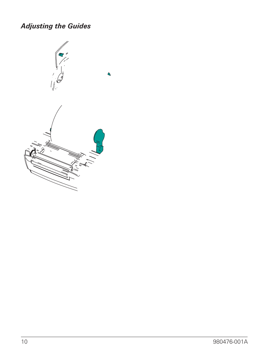 Adjusting the guides 10 | Zebra Technologies R2844-Z User Manual | Page 18 / 86