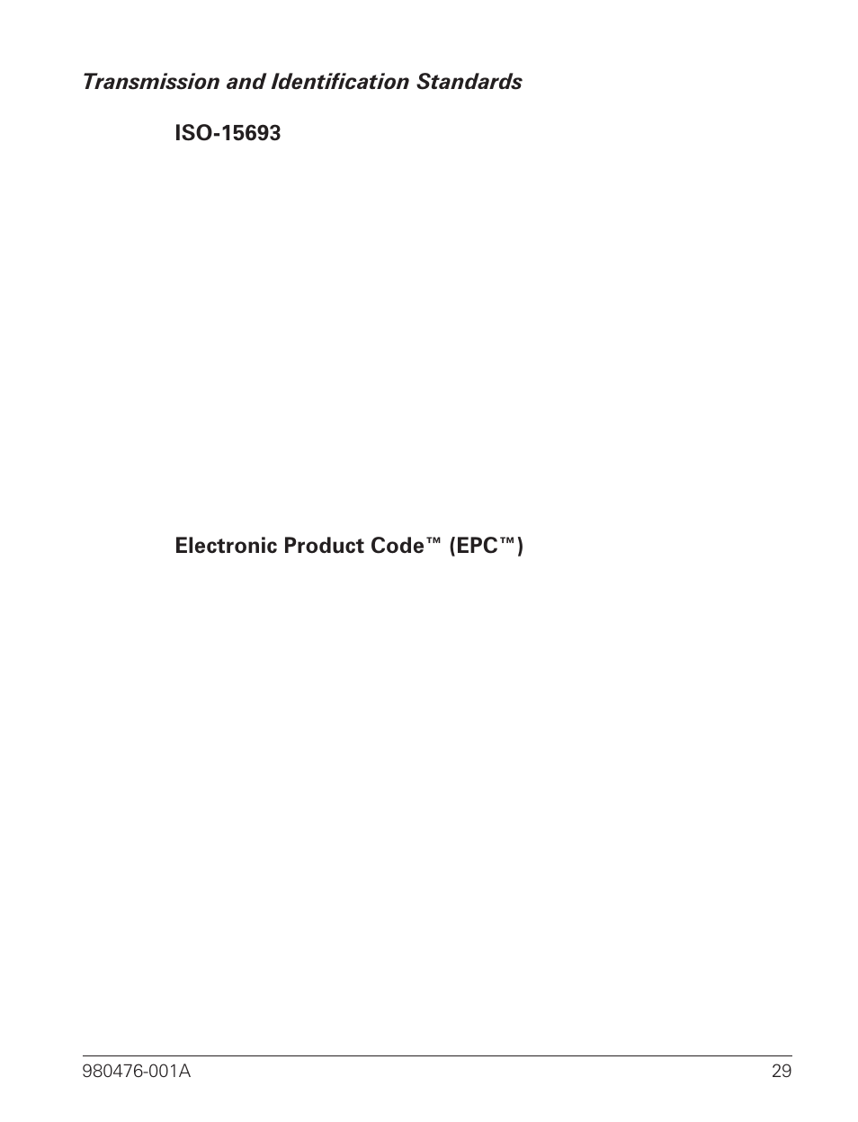 Transmission and identification standards 29 | Zebra Technologies R2844-Z User Manual | Page 37 / 86