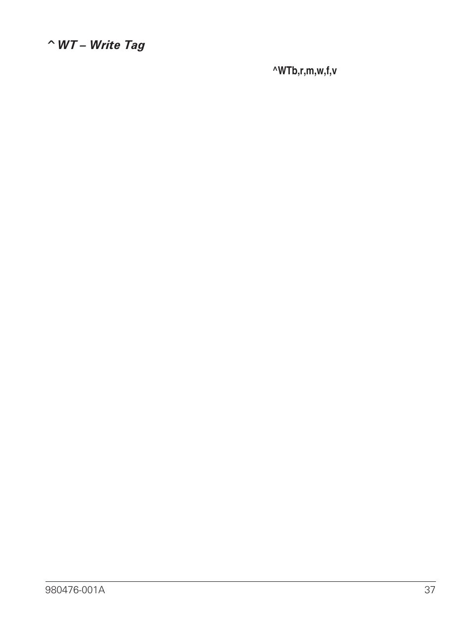 Wt – write tag 37 | Zebra Technologies R2844-Z User Manual | Page 45 / 86