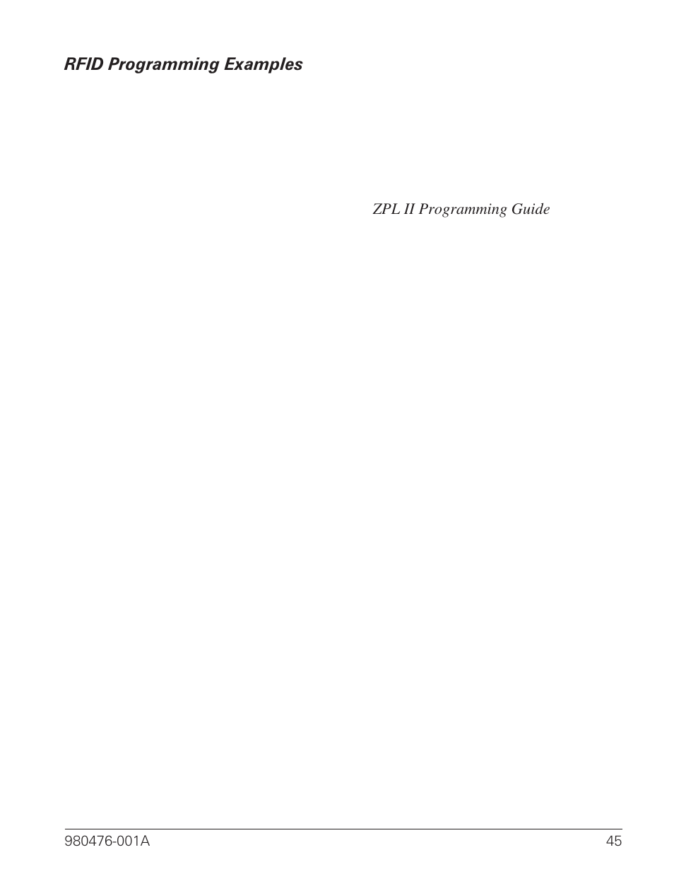 Rfid programming examples 45, Rfid programming examples | Zebra Technologies R2844-Z User Manual | Page 53 / 86