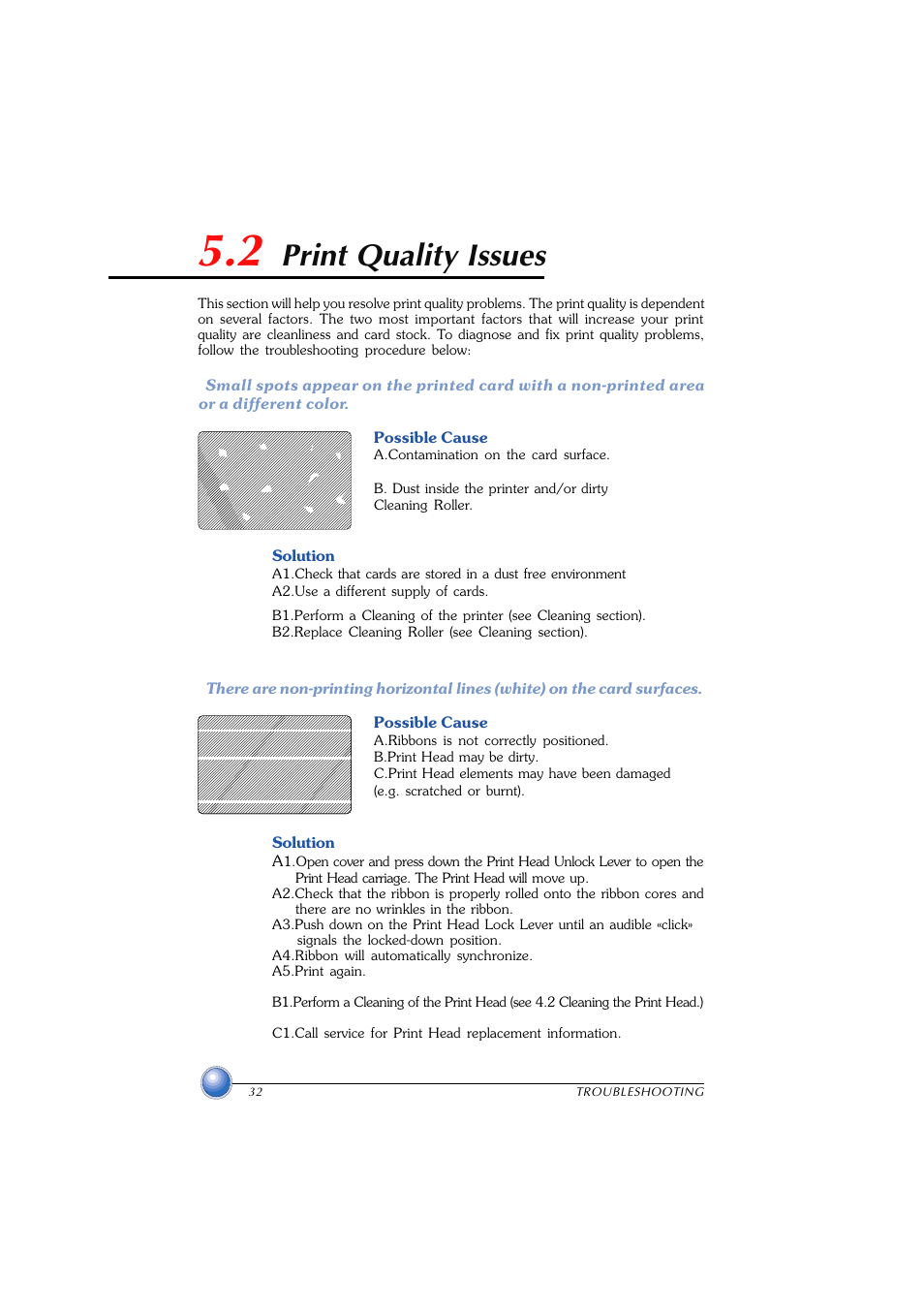 Print quality issues, 2 print quality issues | Zebra Technologies P420 User Manual | Page 39 / 54