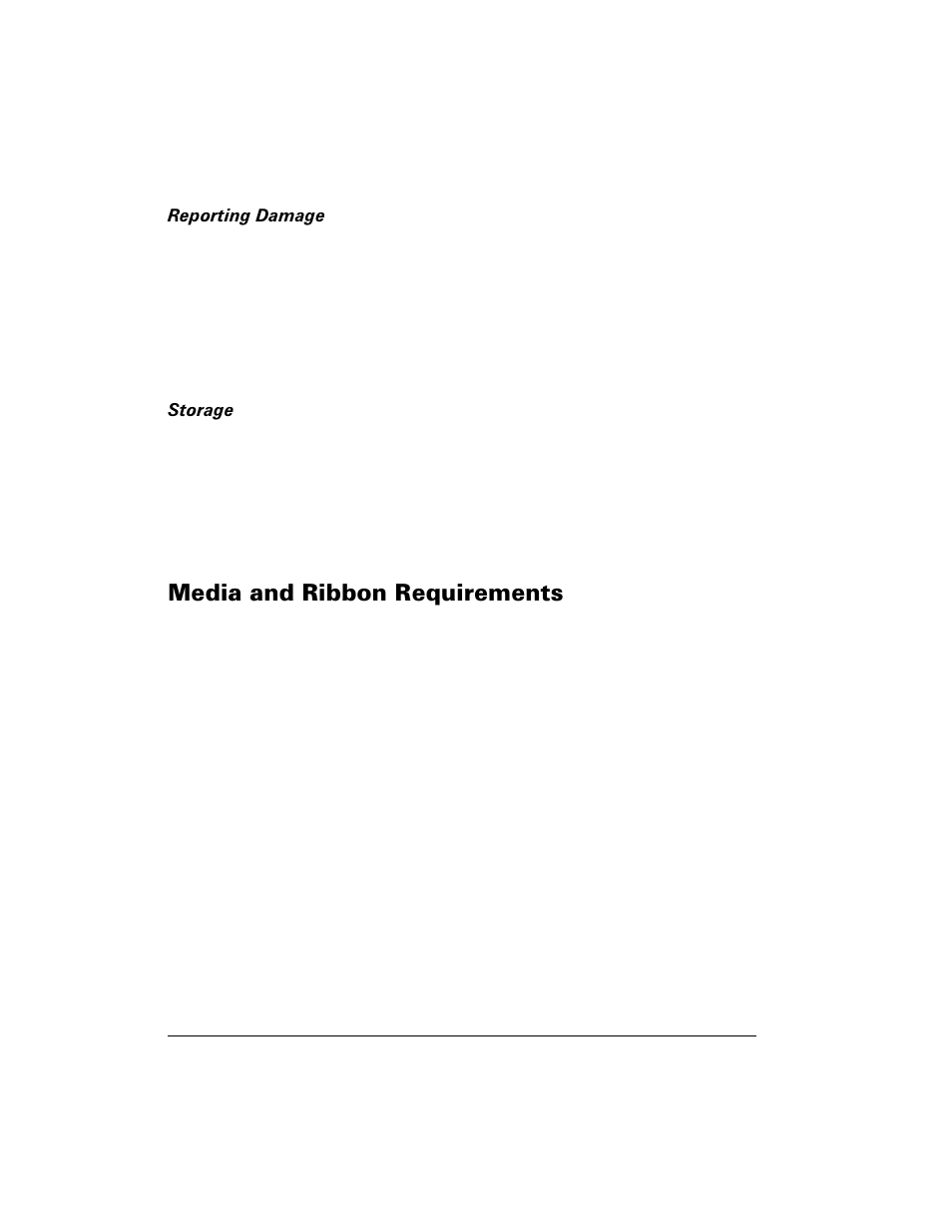 Media and ribbon requirements, Reporting damage storage, 0hgld dqg 5leerq 5htxluhphqwv | Zebra Technologies Z6M User Manual | Page 10 / 112