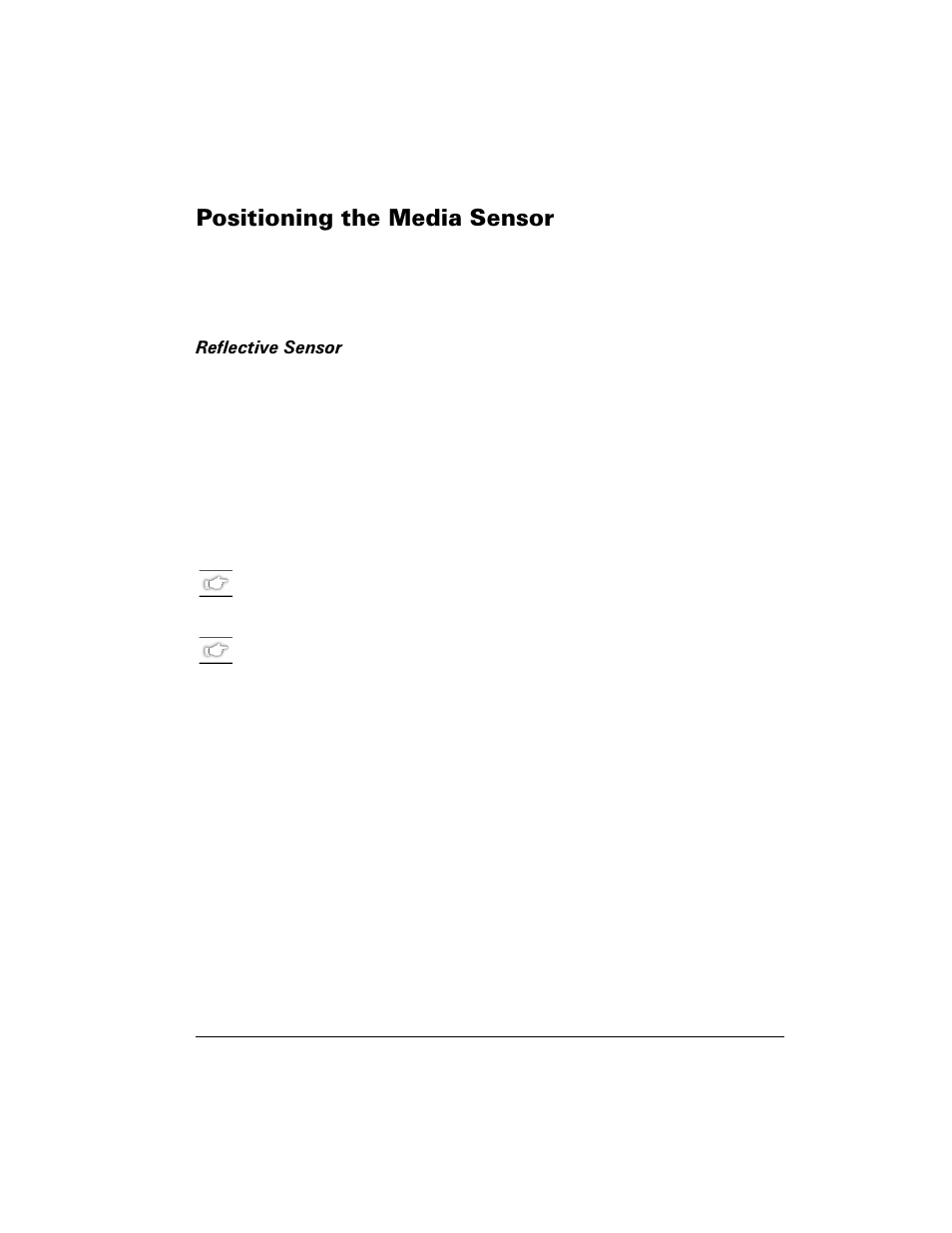 Positioning the media sensor, Reflective sensor, 3rvlwlrqlqj wkh 0hgld 6hqvru | Zebra Technologies Z6M User Manual | Page 17 / 112