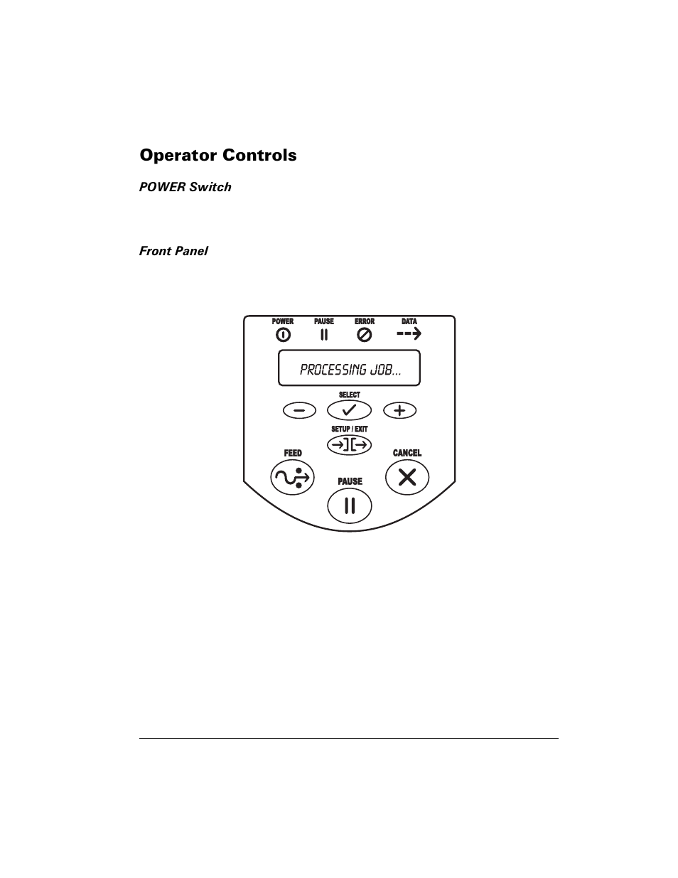 Operator controls, Power switch front panel, 2shudwru &rqwurov | Zebra Technologies Z6M User Manual | Page 21 / 112