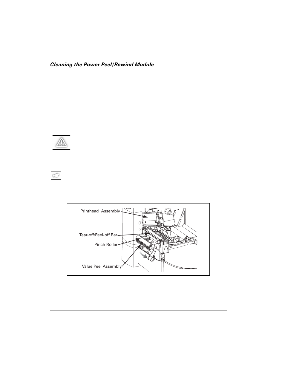 Cleaning the power peel/rewind module | Zebra Technologies Z6M User Manual | Page 70 / 112