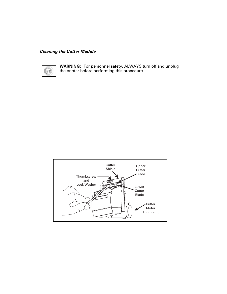 Cleaning the cutter module | Zebra Technologies Z6M User Manual | Page 72 / 112