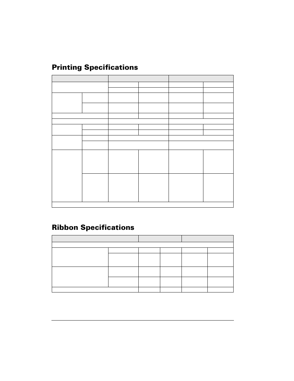 Printing specifications, Ribbon specifications, Printing specifications ribbon specifications | 3ulqwlqj 6shflilfdwlrqv 5leerq 6shflilfdwlrqv, 82 zebra z 4m/ z 6m printers user’s guide, Printing specifications z 4m z 6m, Ribbon specifications z 4m z 6m | Zebra Technologies Z6M User Manual | Page 90 / 112