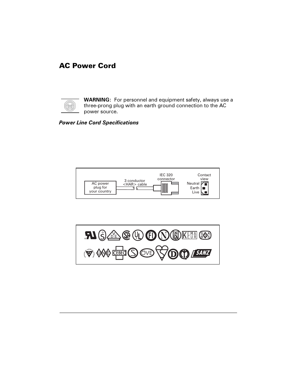 Ac power cord, Power line cord specifications, 3rzhu &rug | Zebra Technologies Z6M User Manual | Page 93 / 112