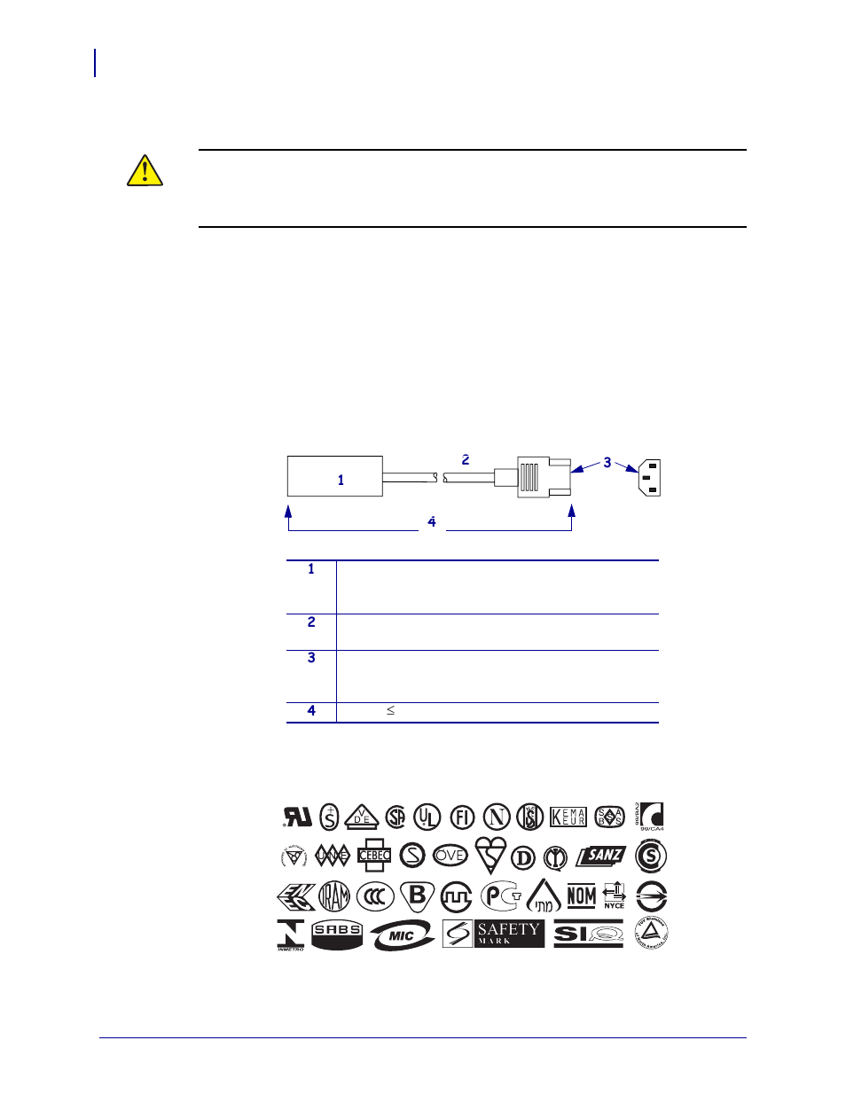 Power cord specifications, Unsure, see | Zebra Technologies Z4Mplus User Manual | Page 26 / 166