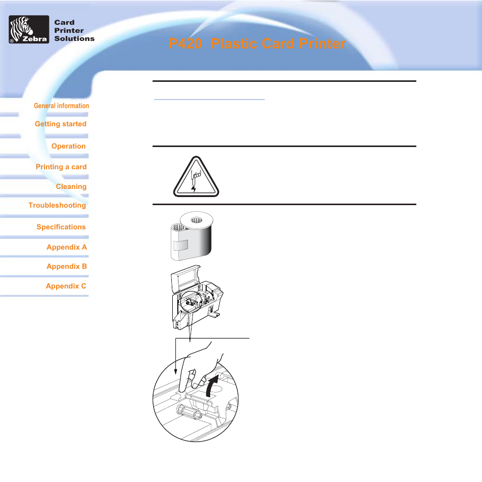 P420 i plastic card printer, 2•2 loading ribbons | Zebra Technologies P420i User Manual | Page 14 / 53