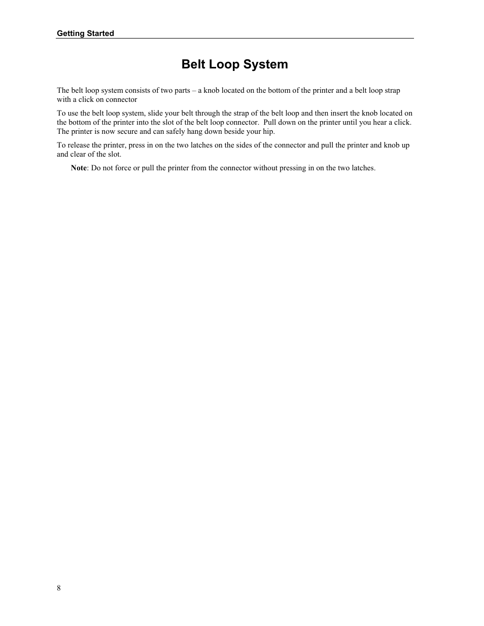 Belt loop system | Zebra Technologies MtP400 User Manual | Page 14 / 63