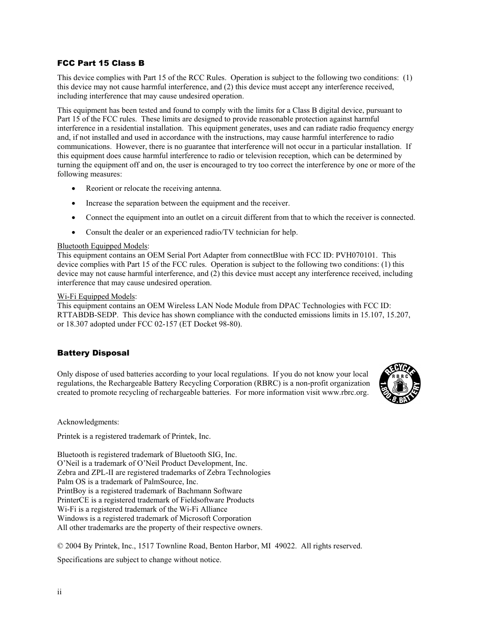 Zebra Technologies MtP400 User Manual | Page 2 / 63