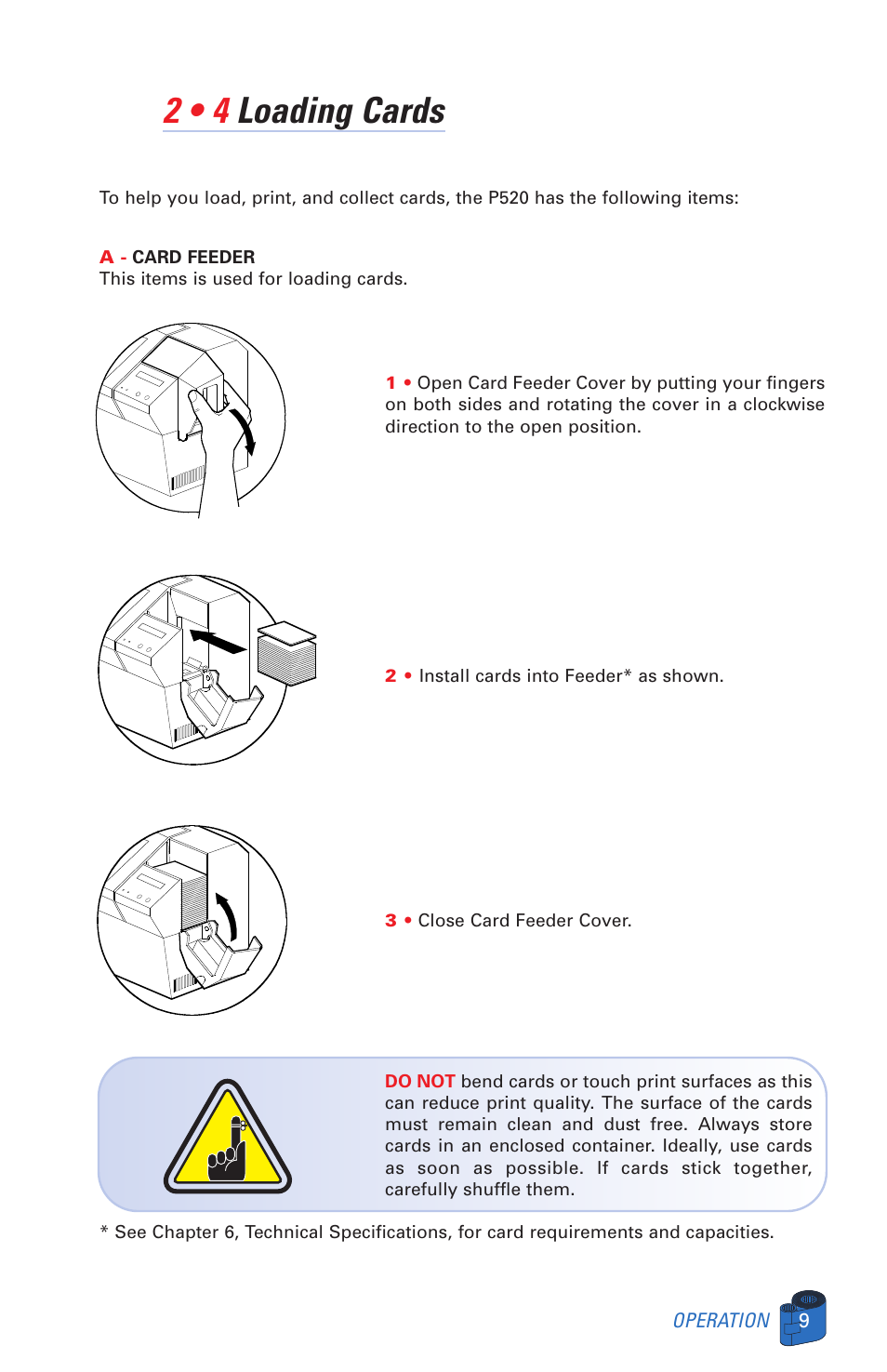 2 • 4 loading cards | Zebra Technologies P520 User Manual | Page 19 / 64