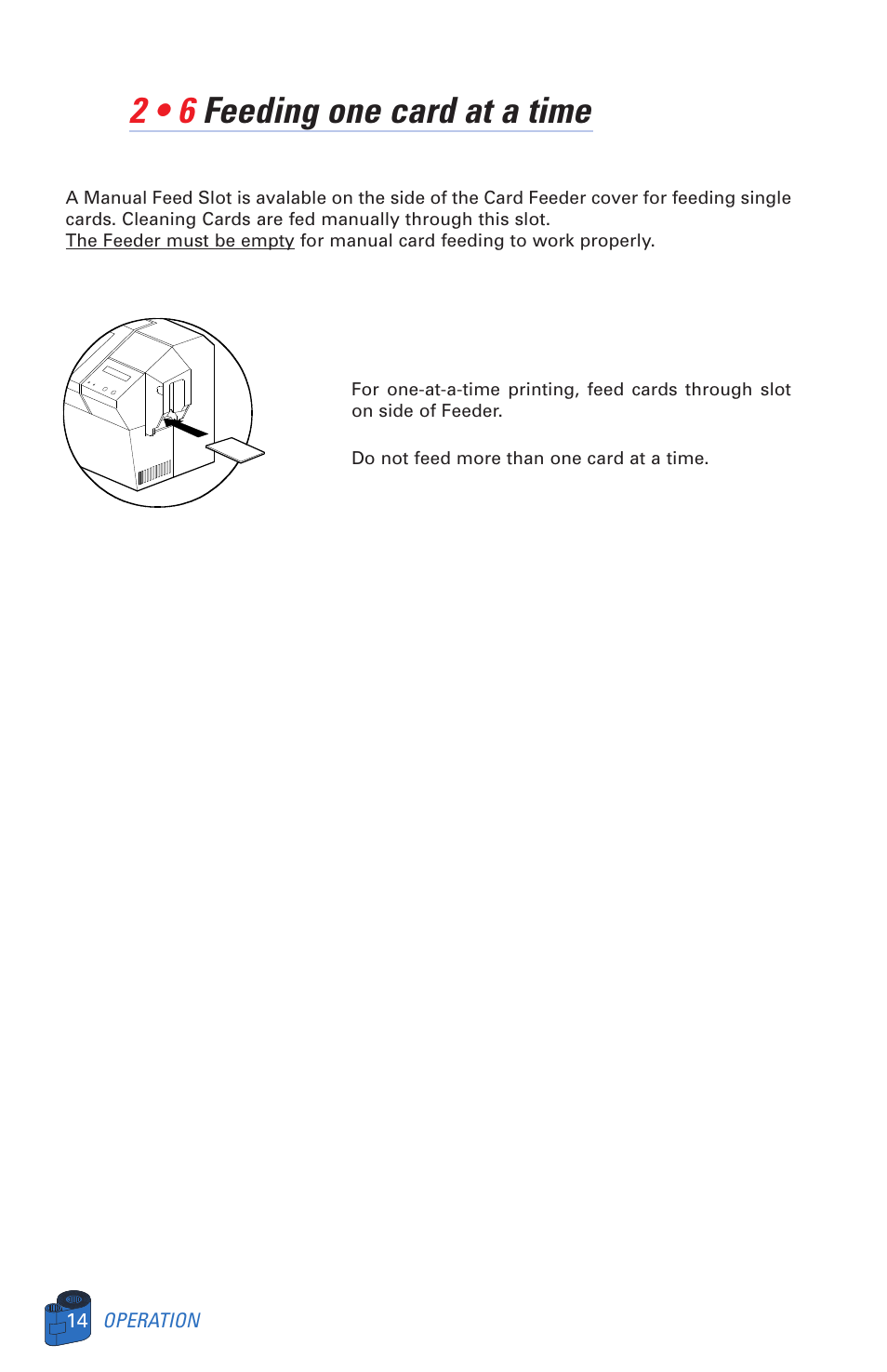 2 • 6 feeding one card at a time | Zebra Technologies P520 User Manual | Page 24 / 64