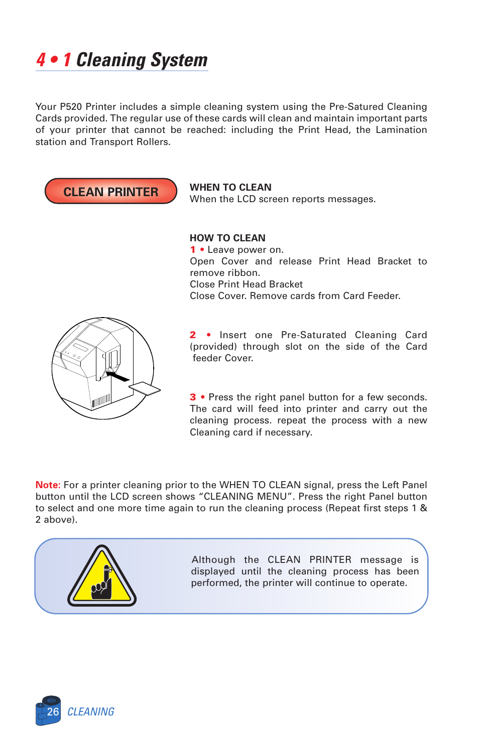 4 • 1 cleaning system | Zebra Technologies P520 User Manual | Page 36 / 64