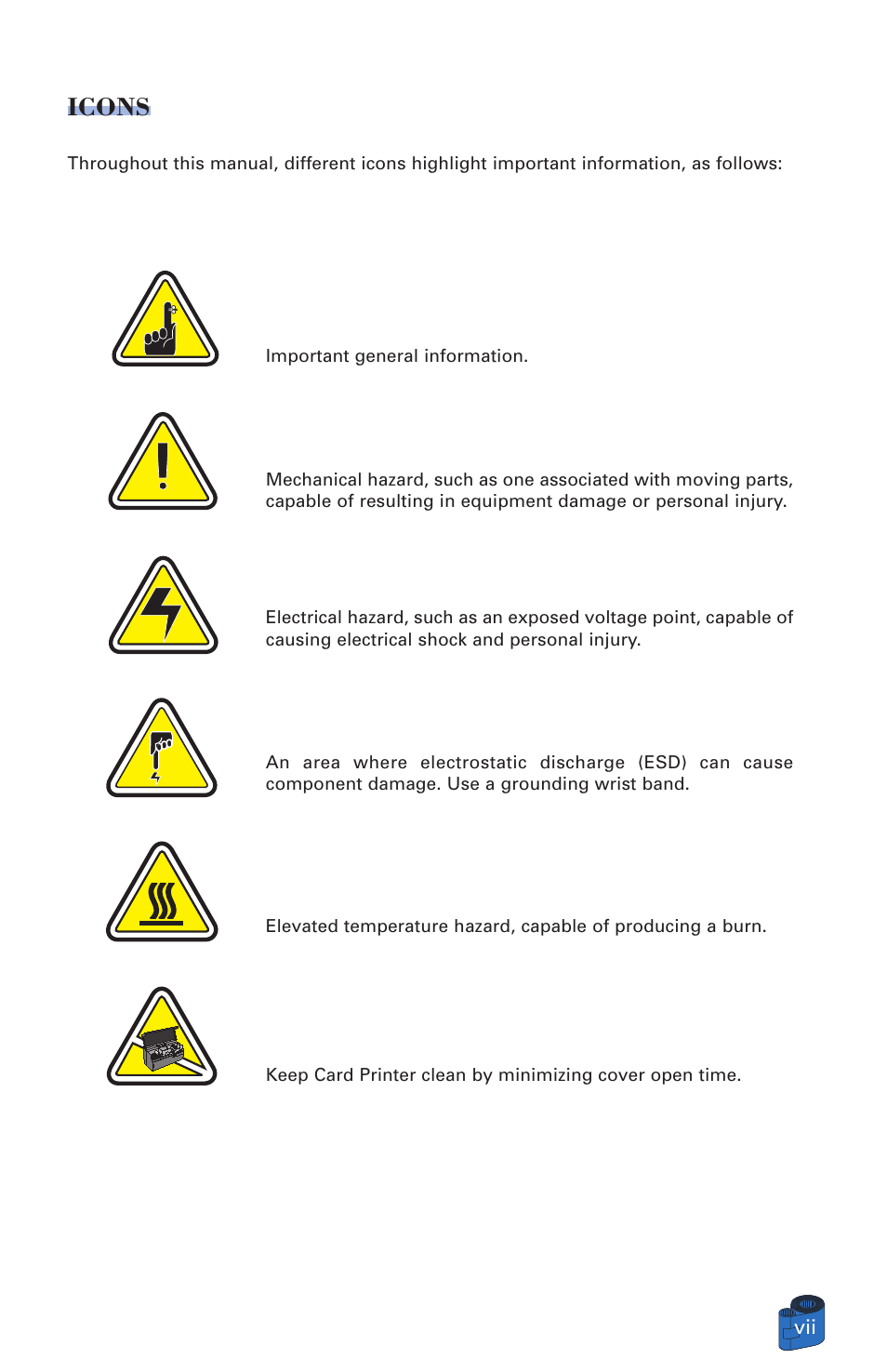 Icons | Zebra Technologies P520 User Manual | Page 7 / 64