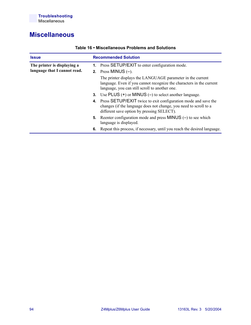 Miscellaneous | Zebra Technologies Z6Mplus User Manual | Page 112 / 142