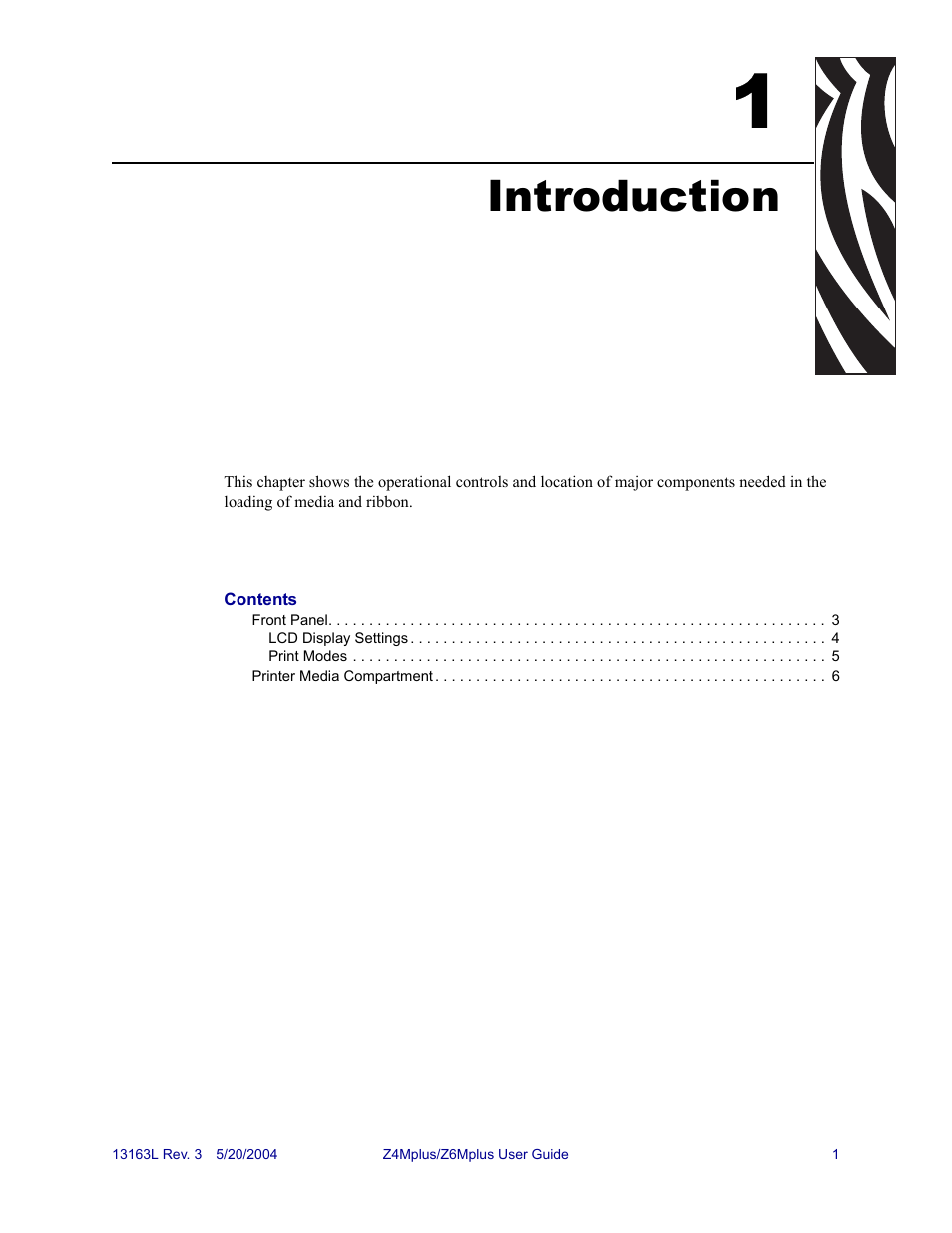 Introduction, 1 • introduction | Zebra Technologies Z6Mplus User Manual | Page 19 / 142