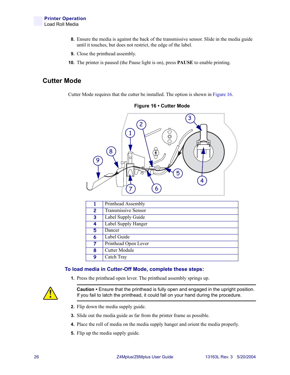 Cutter mode | Zebra Technologies Z6Mplus User Manual | Page 44 / 142