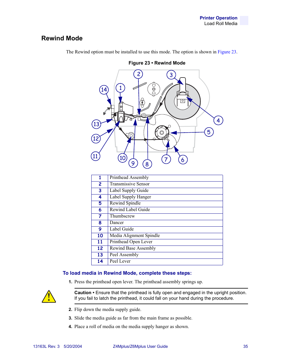 Rewind mode | Zebra Technologies Z6Mplus User Manual | Page 53 / 142