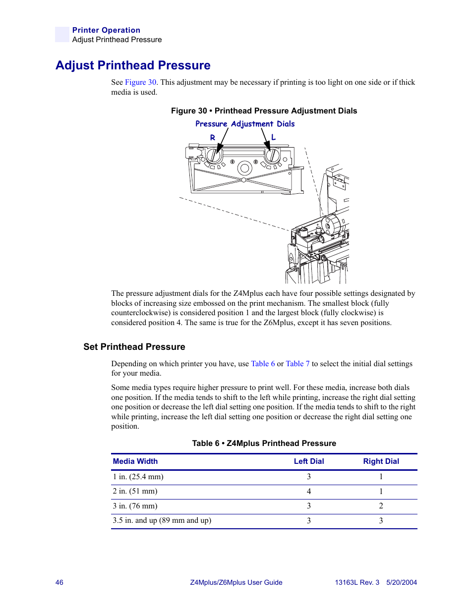Adjust printhead pressure | Zebra Technologies Z6Mplus User Manual | Page 64 / 142