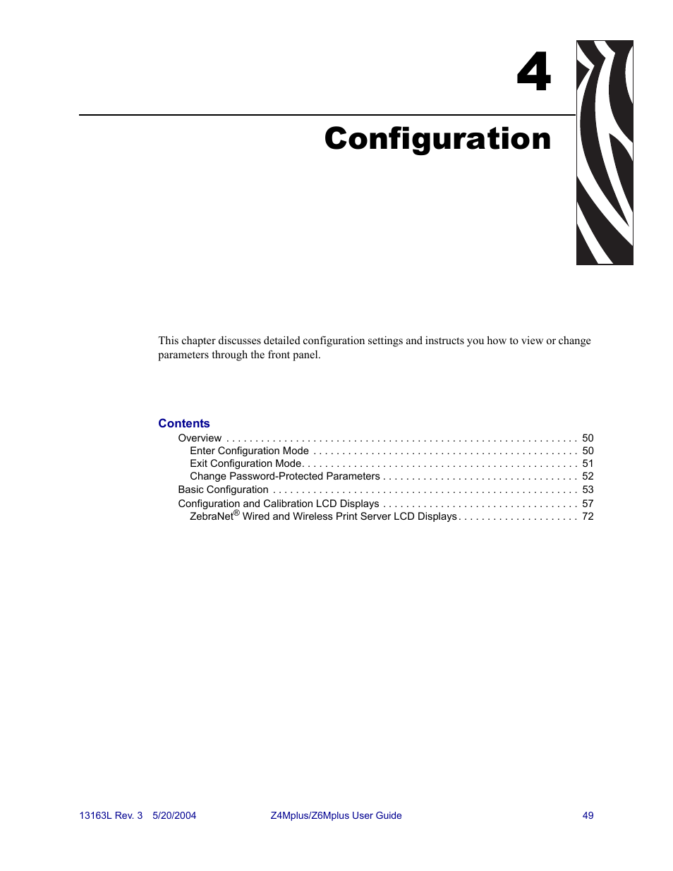 Configuration, 4 • configuration | Zebra Technologies Z6Mplus User Manual | Page 67 / 142
