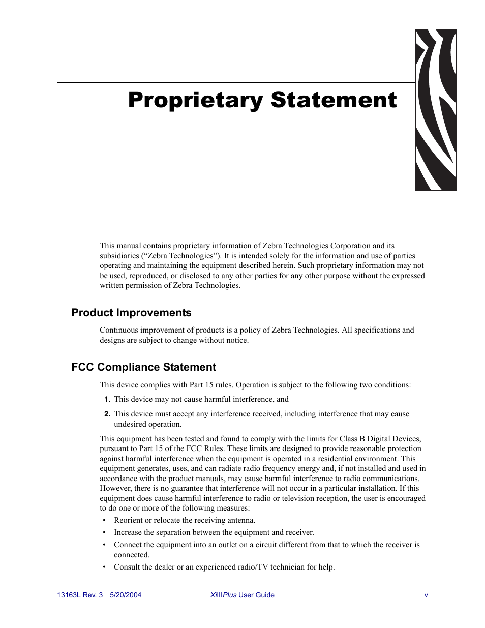 Proprietary statement | Zebra Technologies Z6Mplus User Manual | Page 7 / 142