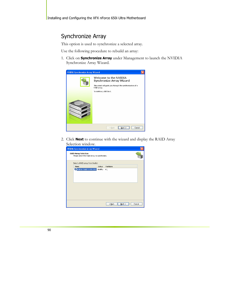 Synchronize array | XFX 650I User Manual | Page 104 / 121