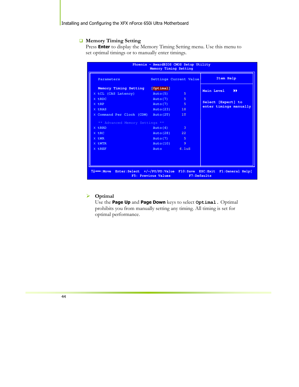 Keys to select | XFX 650I User Manual | Page 58 / 121