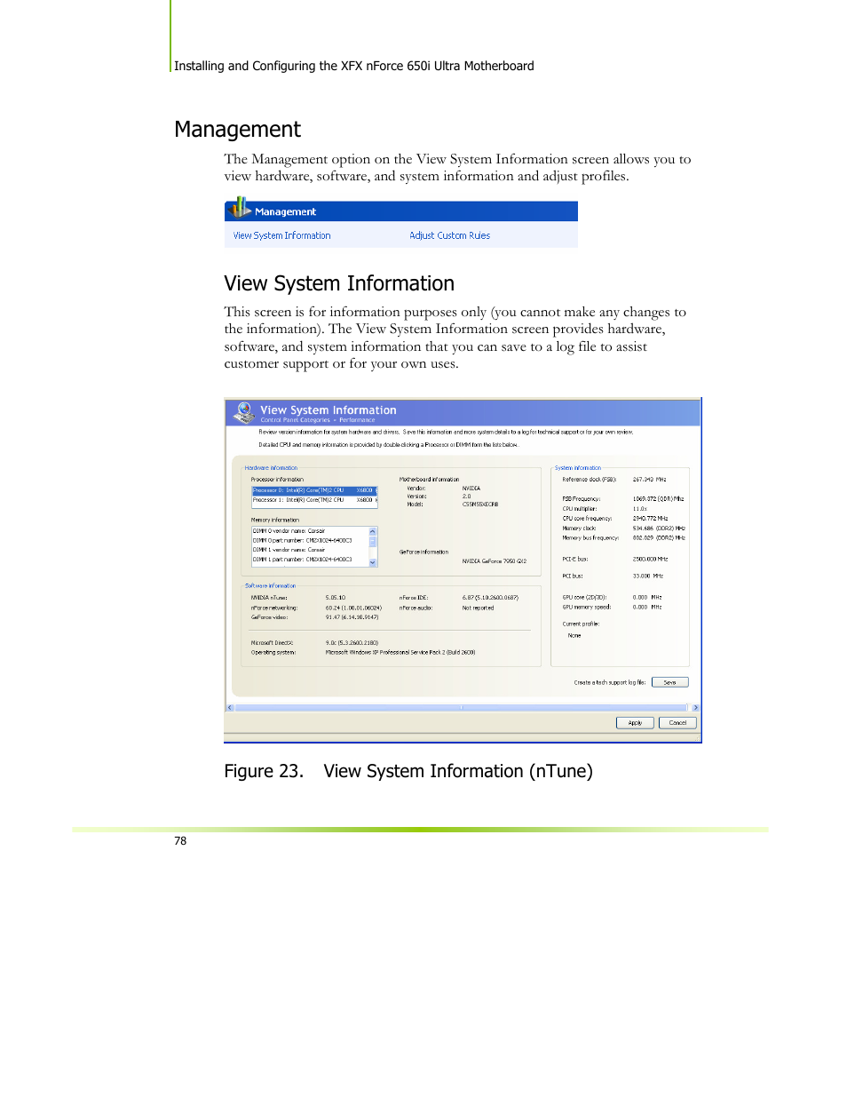 Management, View system information | XFX 650I User Manual | Page 92 / 121