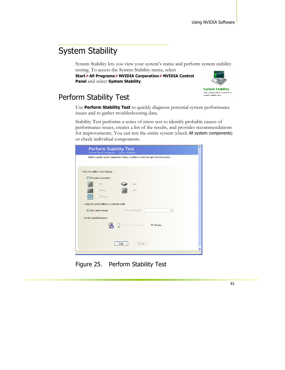 System stability, Perform stability test, Figure 25. perform stability test | XFX 650I User Manual | Page 95 / 121