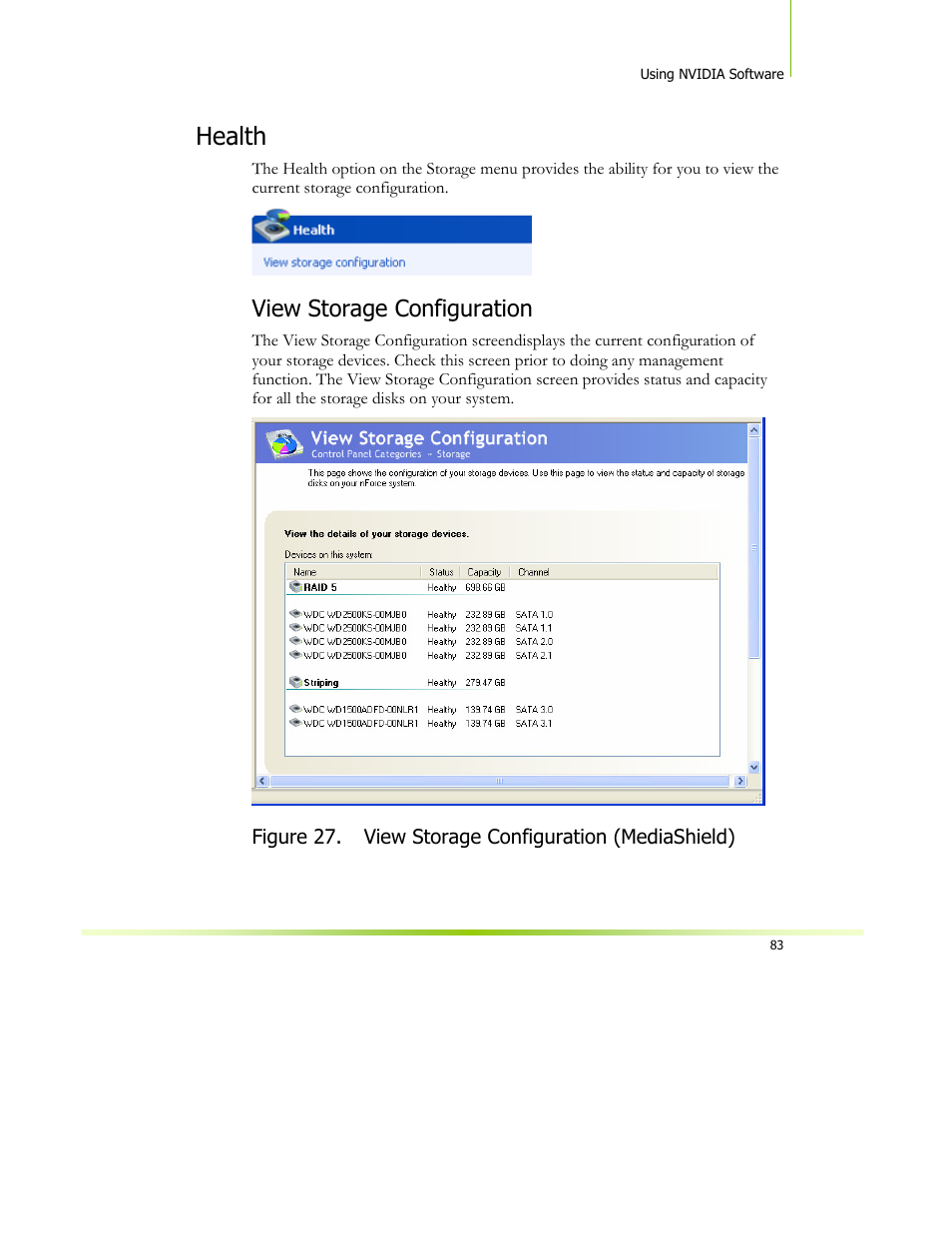 Health, View storage configuration | XFX 650I User Manual | Page 97 / 121