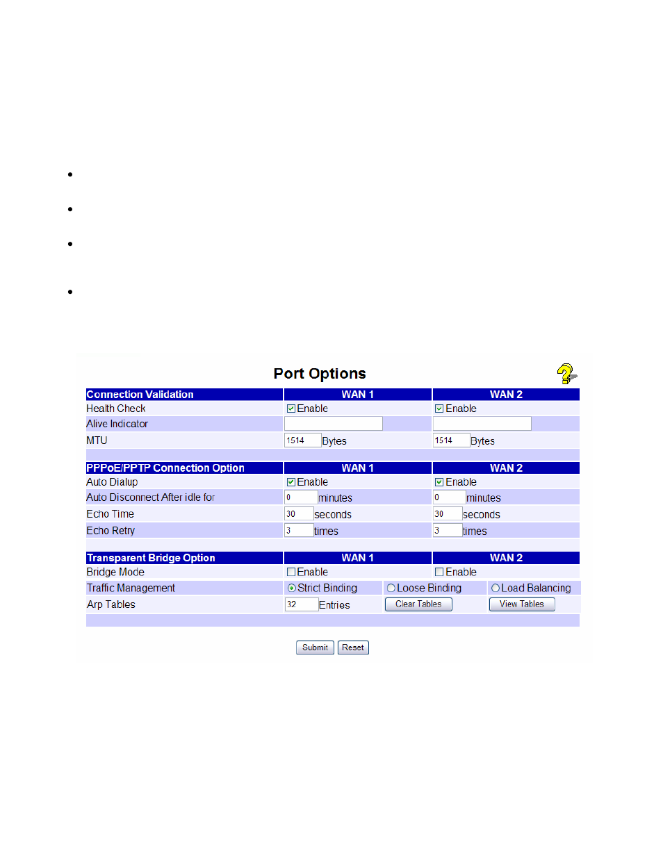 Advanced port setup, Overview, Port options | XiNCOM Twin WAN XC-DPG402 User Manual | Page 23 / 79