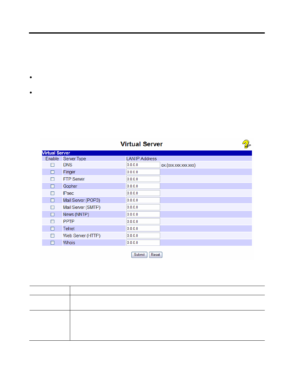 Connecting to the virtual servers, Settings – virtual server | XiNCOM Twin WAN XC-DPG402 User Manual | Page 37 / 79