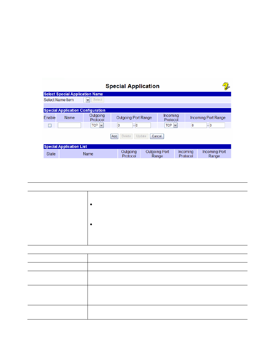 Special applications, Settings – special applications | XiNCOM Twin WAN XC-DPG402 User Manual | Page 40 / 79