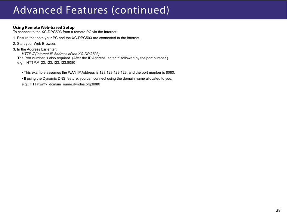 Advanced features (continued) | XiNCOM Twin WAN XC-DPG503 User Manual | Page 29 / 51