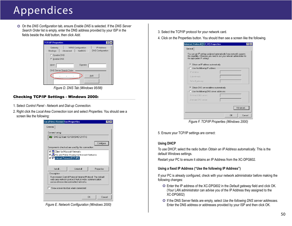 Appendices | XiNCOM Twin WAN XC-DPG602 User Manual | Page 50 / 52