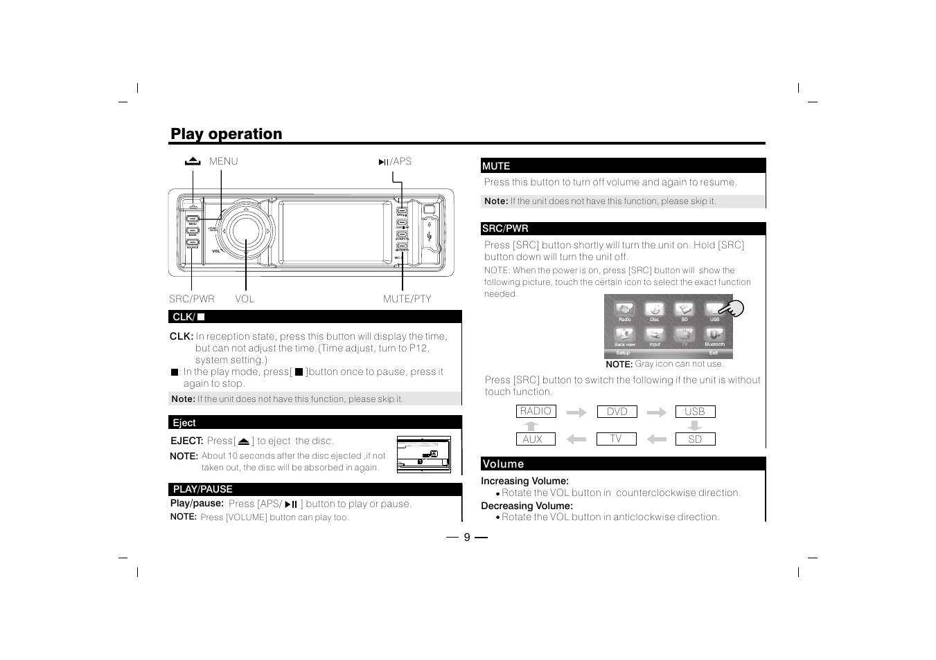 Play operation | XO Vision XO1915BT User Manual | Page 10 / 25