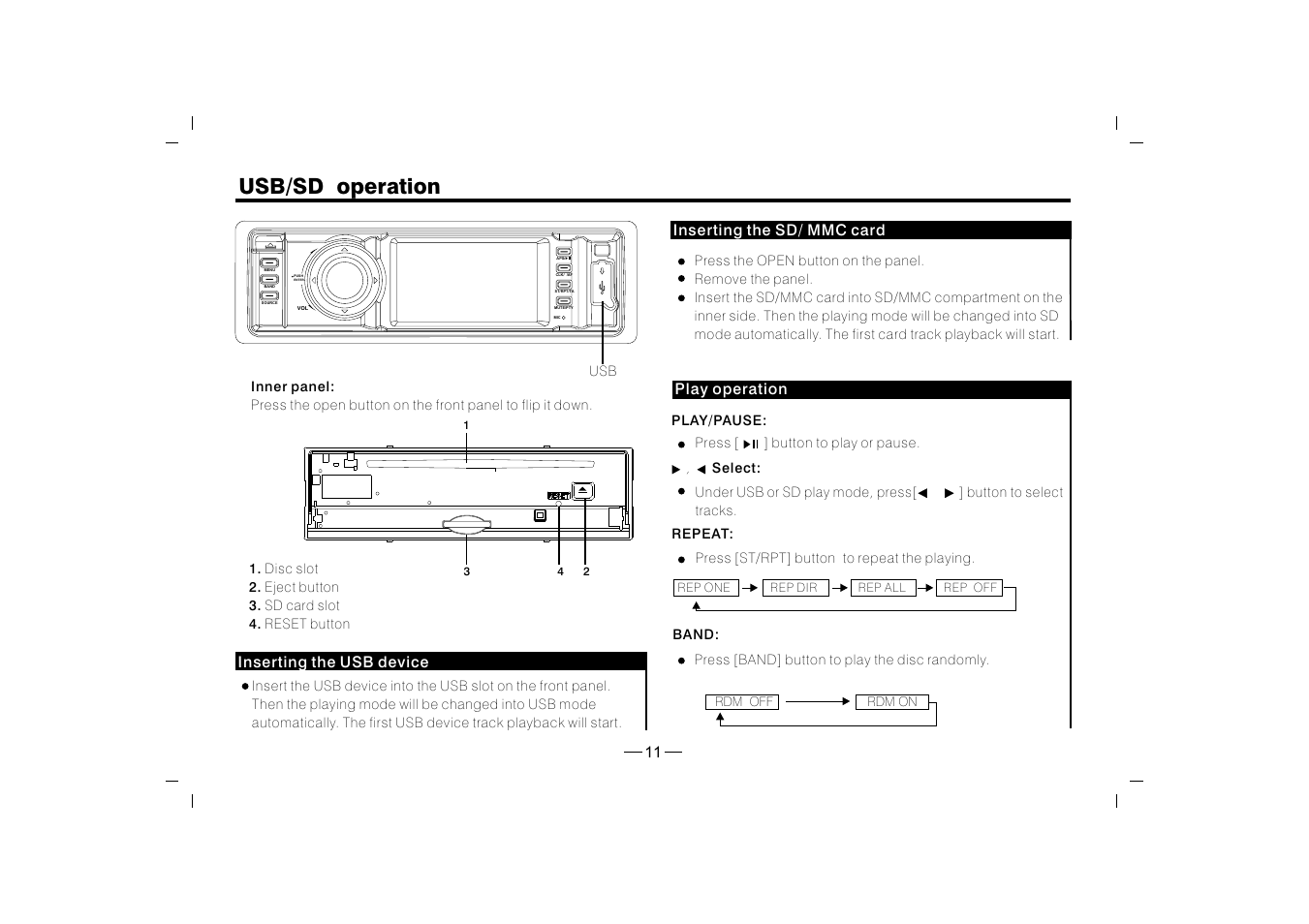 Usb/sd operation | XO Vision XO1915BT User Manual | Page 12 / 25