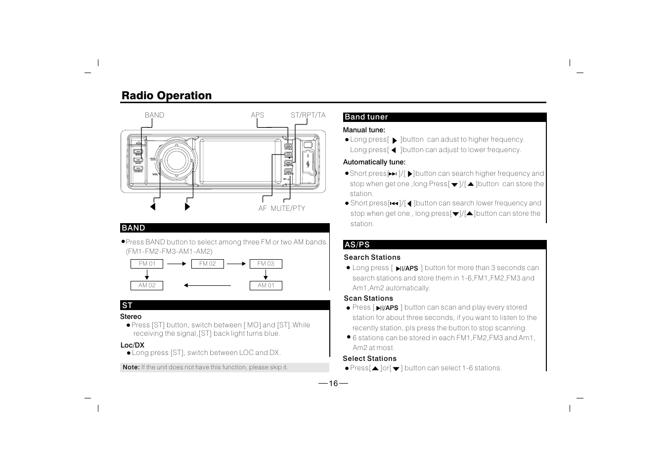 Radio operation | XO Vision XO1915BT User Manual | Page 17 / 25