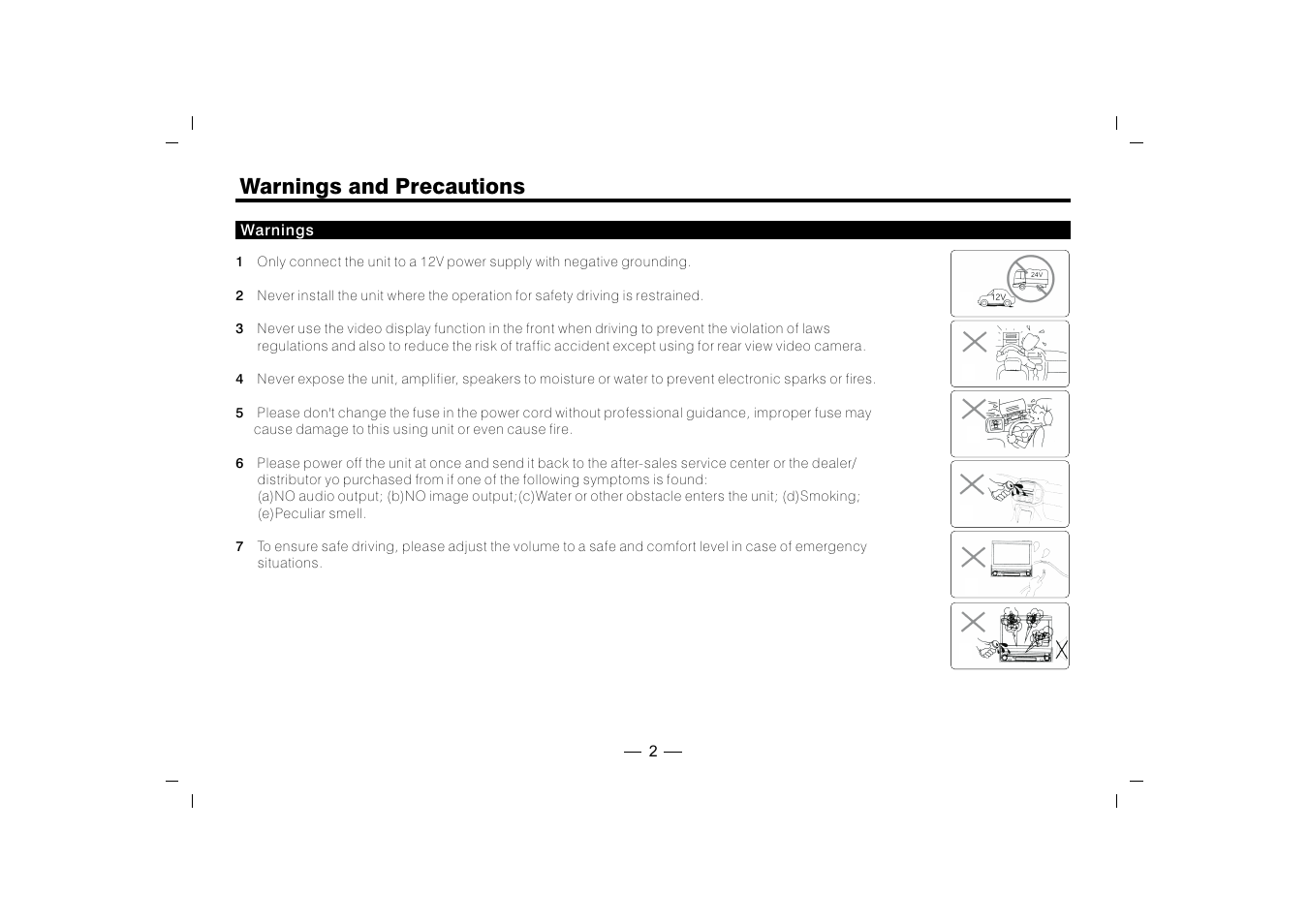 Warnings and precautions | XO Vision XO1915BT User Manual | Page 3 / 25