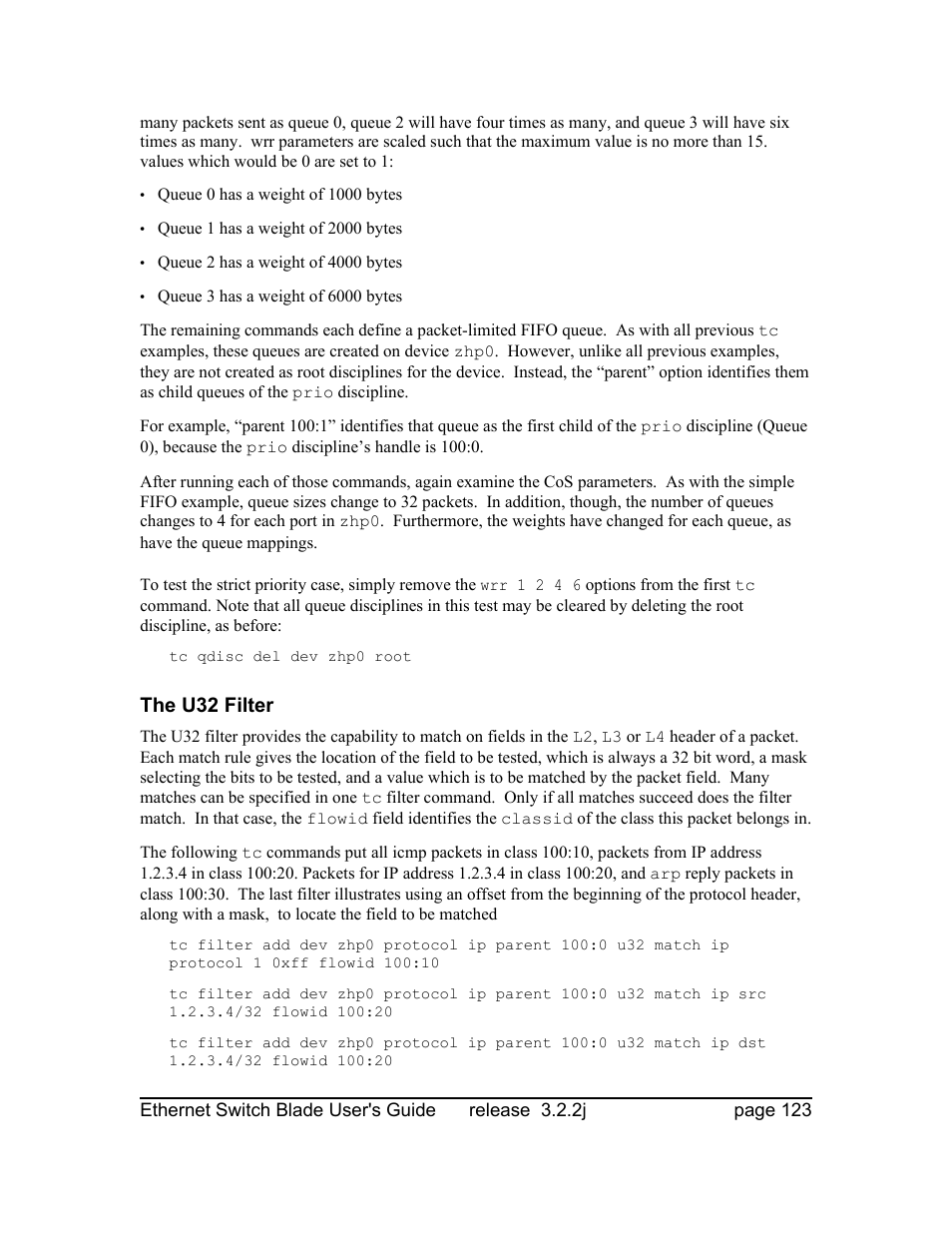 The u32 filter | Znyx Networks bh5700 User Manual | Page 123 / 359
