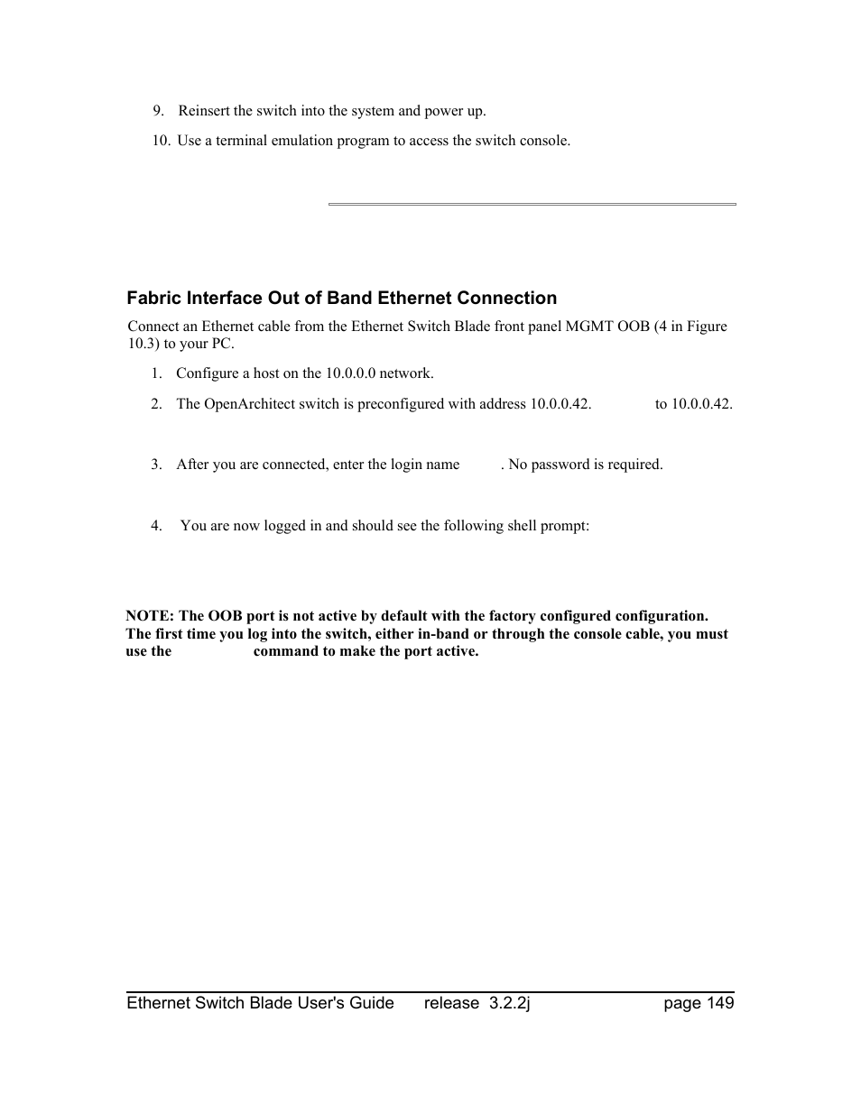 Fabric interface out of band ethernet connection | Znyx Networks bh5700 User Manual | Page 149 / 359