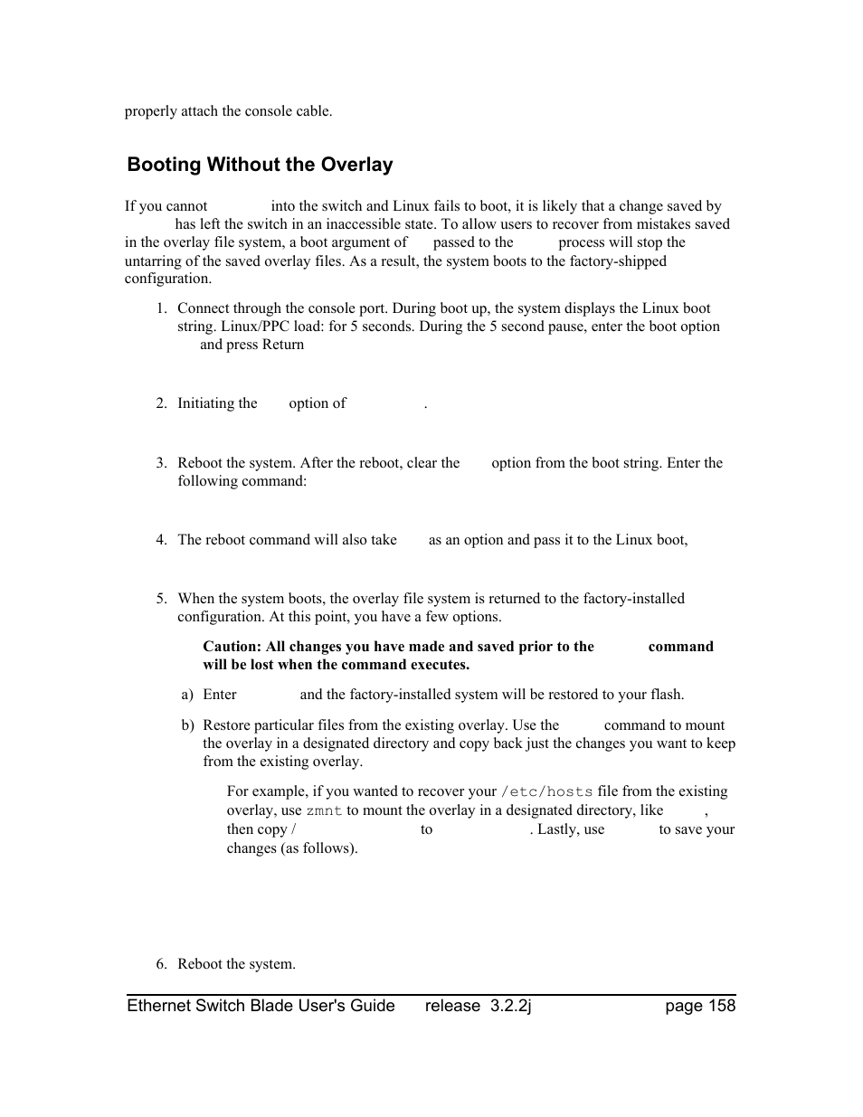 Booting without the overlay file, Booting without the overlay | Znyx Networks bh5700 User Manual | Page 158 / 359